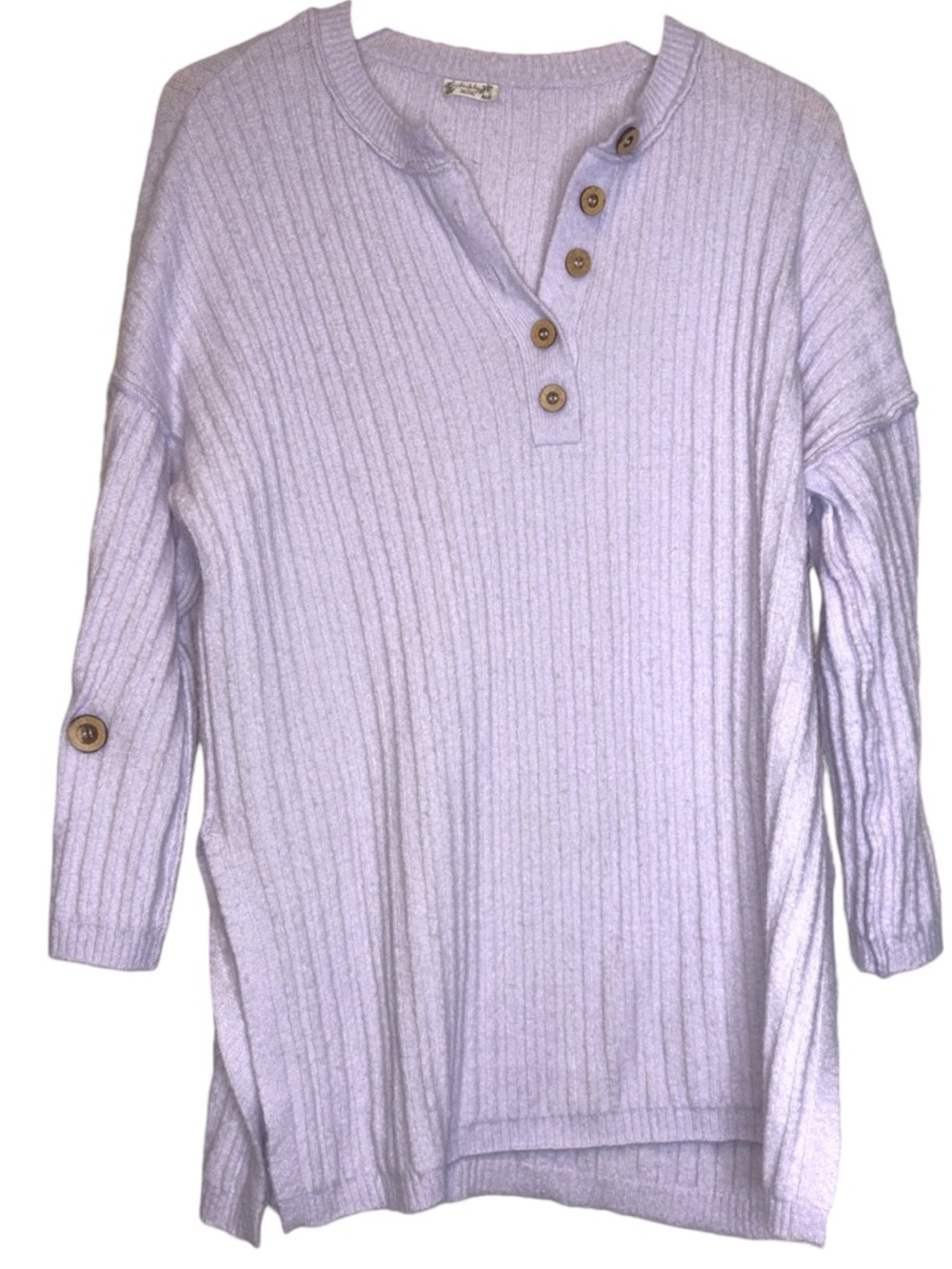 Free people Around the Clock Light Lavender Ribbed Sweater (oversized) - Picture 3 of 10